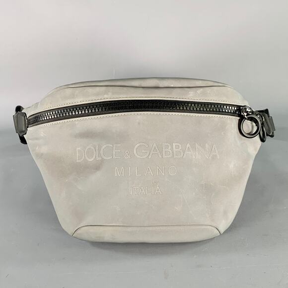 DOLCE & GABBANA Grey Metallic Reflective Canvas Zip Waist Bag - Picture 1 of 8